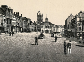 View of Marlborough High Street towards the Town Hall